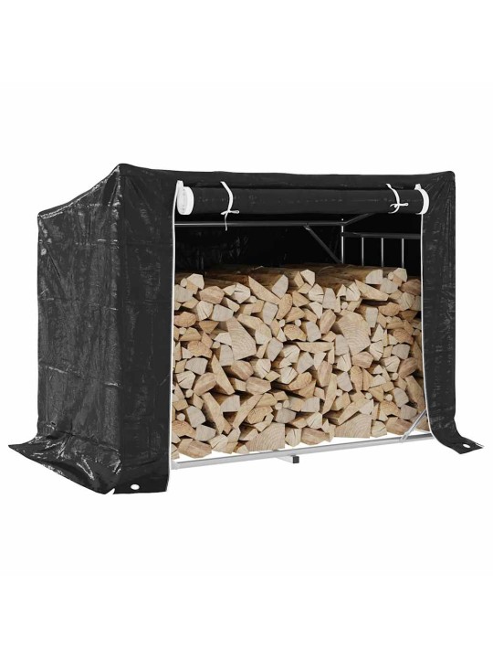 Vidaxl polttopuuteline sadesuojalla 151x80,5x110,5 cm galvanoitu teräs