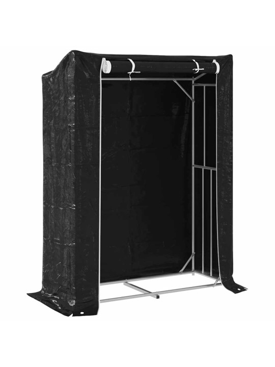 Vidaxl polttopuuteline sadesuojalla 150x60x200 cm galvanoitu teräs