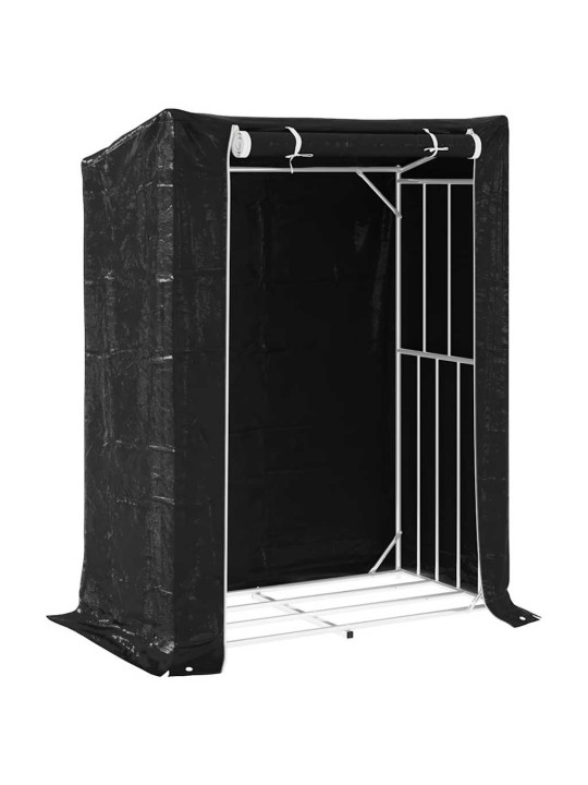 Vidaxl polttopuuteline sadesuojalla 150x80x200 cm galvanoitu teräs