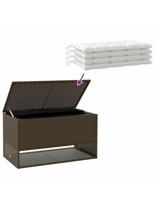 Tyynyrasia ulkokäyttöön ruskea 100x55x55,5 cm polyrottinki
