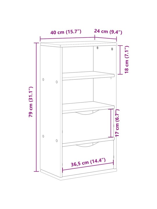 Sivukaappi laatikoilla odda 40x24x79 cm massiivipuu mänty
