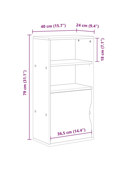 Sivukaappi odda valkoinen 40x24x79 cm massiivipuu mänty