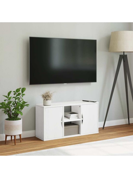 Tv kaappi odda valkoinen 79x24x40 cm massiivipuu mänty
