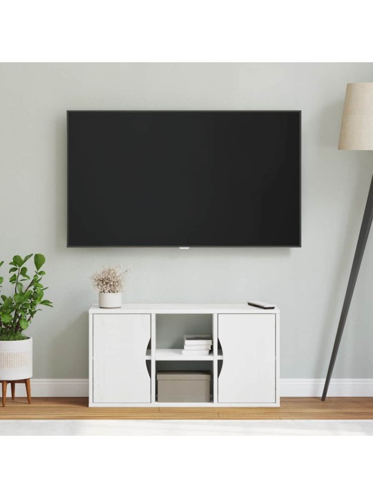 Tv kaappi odda valkoinen 79x24x40 cm massiivipuu mänty
