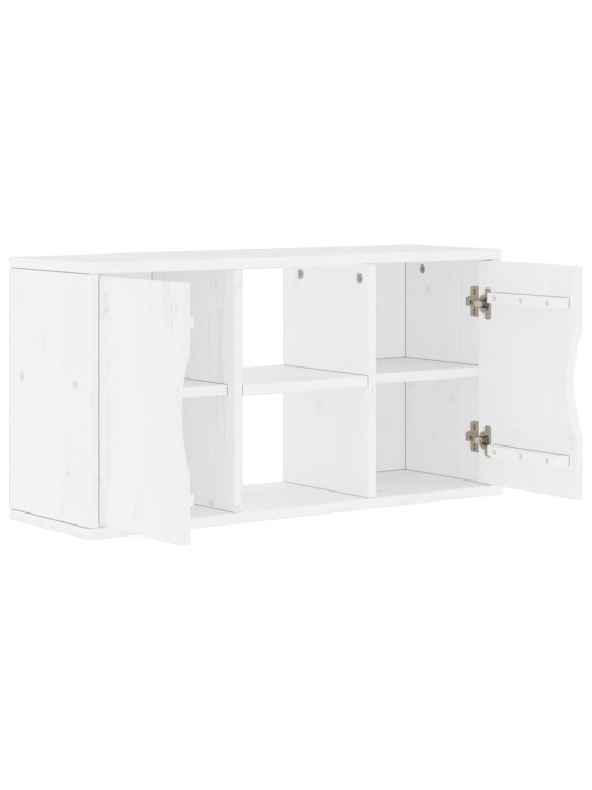 Tv kaappi odda valkoinen 79x24x40 cm massiivipuu mänty
