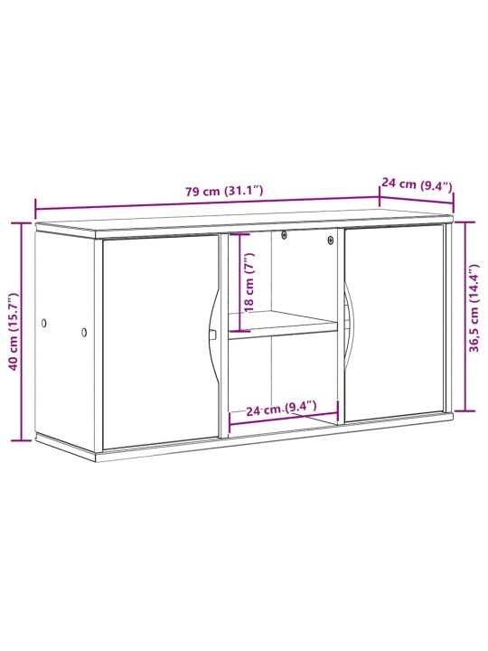 Tv kaappi odda valkoinen 79x24x40 cm massiivipuu mänty