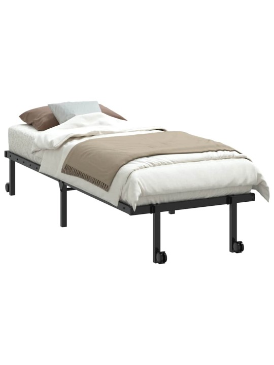 Sängynrunko ilman patjaa taitettava musta 75x190 cm terästä