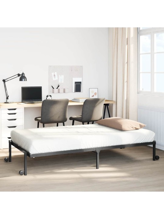 Sängynrunko ilman patjaa taitettava musta 75x190 cm terästä