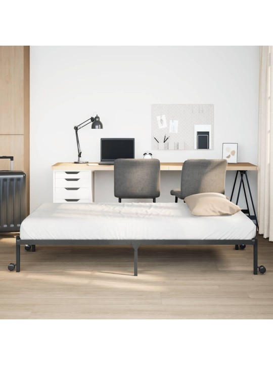 Sängynrunko ilman patjaa taitettava musta 90x190 cm terästä