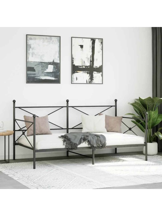 Päiväsänky ilman patjaa musta 100x200 cm teräs