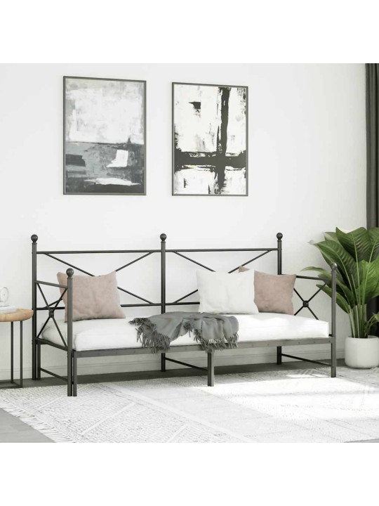 -vuodesohva vyöryllä ilman patjaa musta 80x200 cm teräs