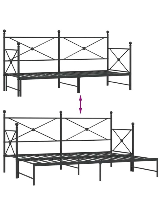 -vuodesohva vyöryllä ilman patjaa musta 80x200 cm teräs