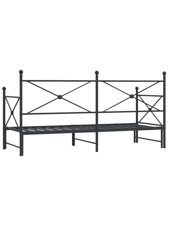 -vuodesohva vyörykkeellä ilman patjaa musta 90x200 cm teräs