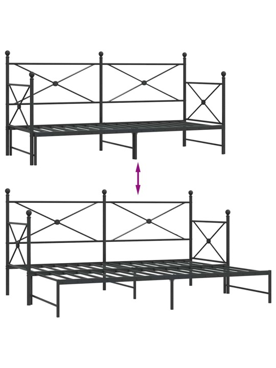 -vuodesohva vyörykkeellä ilman patjaa musta 90x200 cm teräs