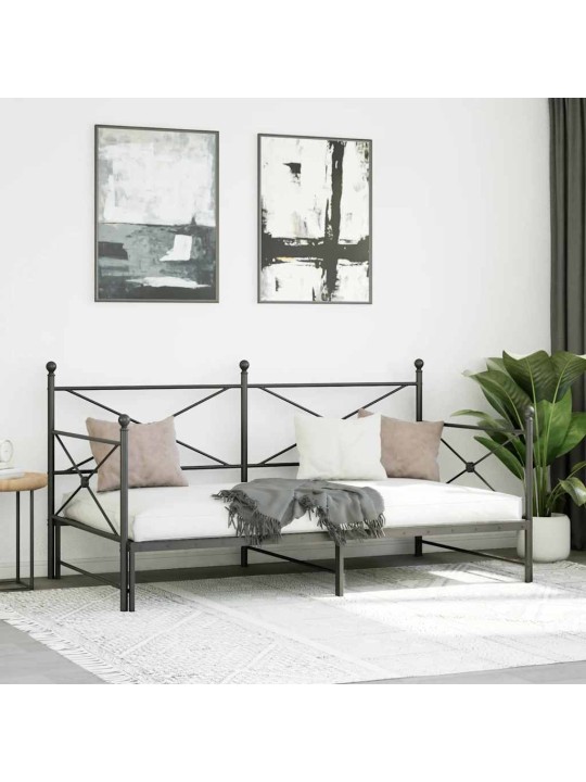 -sohvasänky ilman patjaa musta 100x200 cm teräs