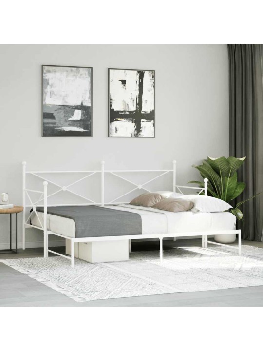 Leposohva ilman patjaa valkoinen 90x190 cm teräs