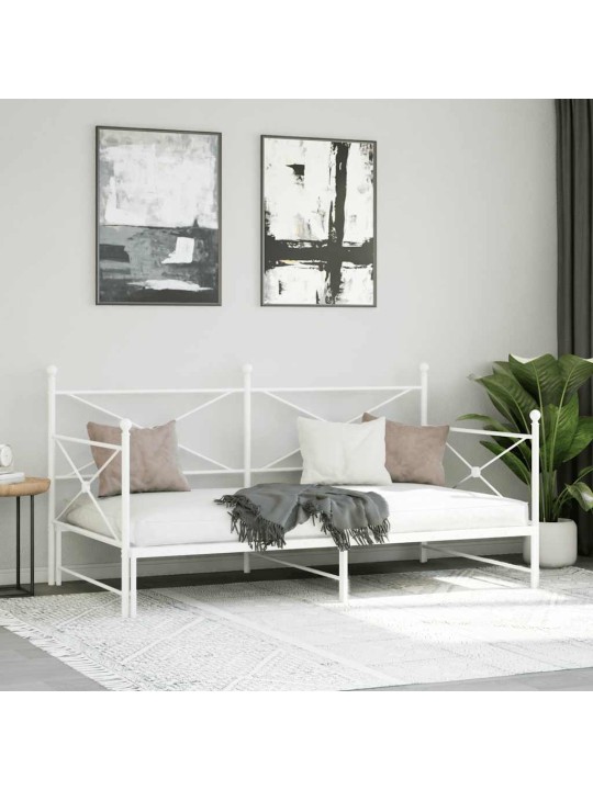 Leposohva ilman patjaa valkoinen 100x190 cm teräs