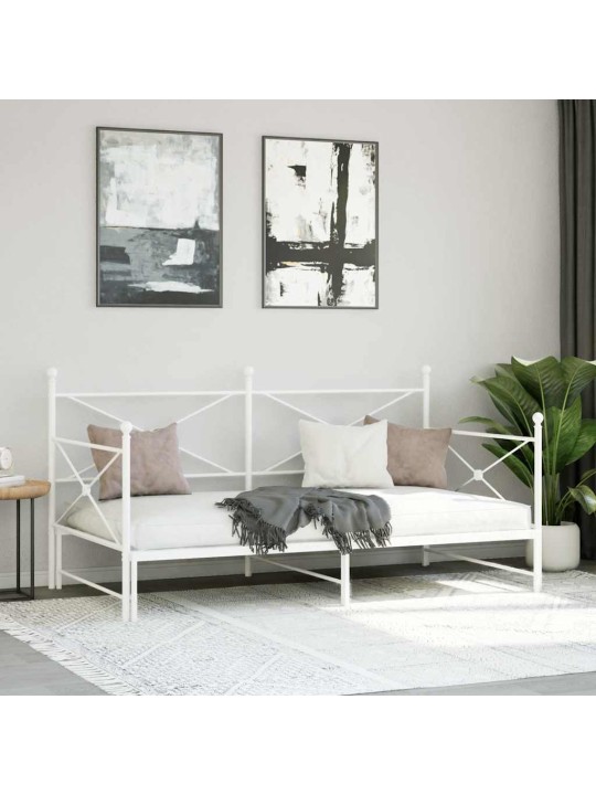 -sohvasänky ilman patjaa valkoinen 100x200 cm teräs