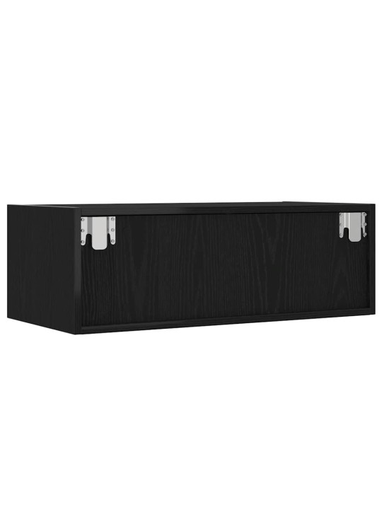 TV-kaappi LED-valoilla musta tammi 75x35,5x25 cm