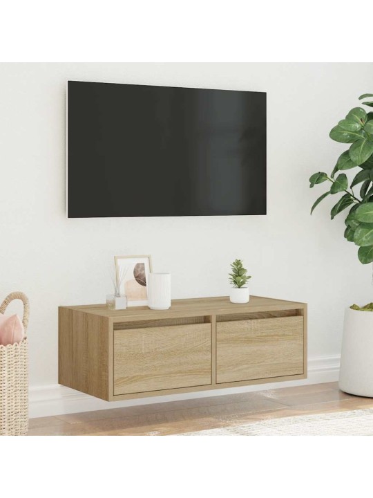 TV-kaappi LED-valoilla sonoma tammi 75x35,5x25 cm