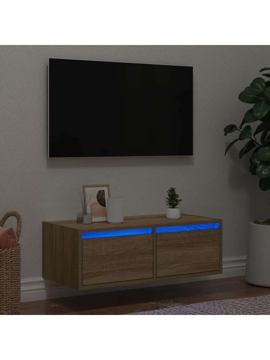 TV-kaappi LED-valoilla sonoma tammi 75x35,5x25 cm