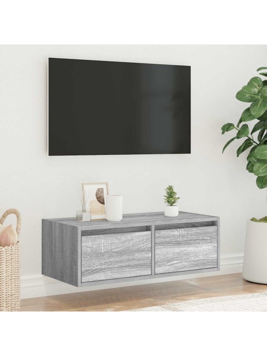 TV-kaappi LED-valoilla harmaa sonoma 75x35,5x25 cm