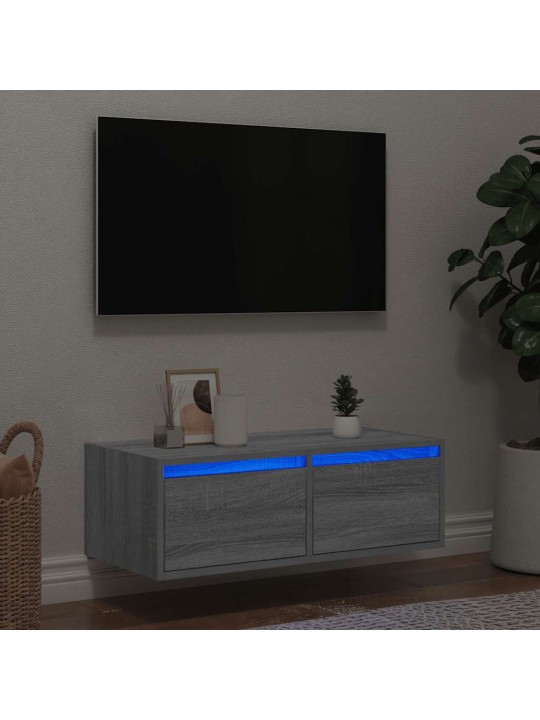 TV-kaappi LED-valoilla harmaa sonoma 75x35,5x25 cm