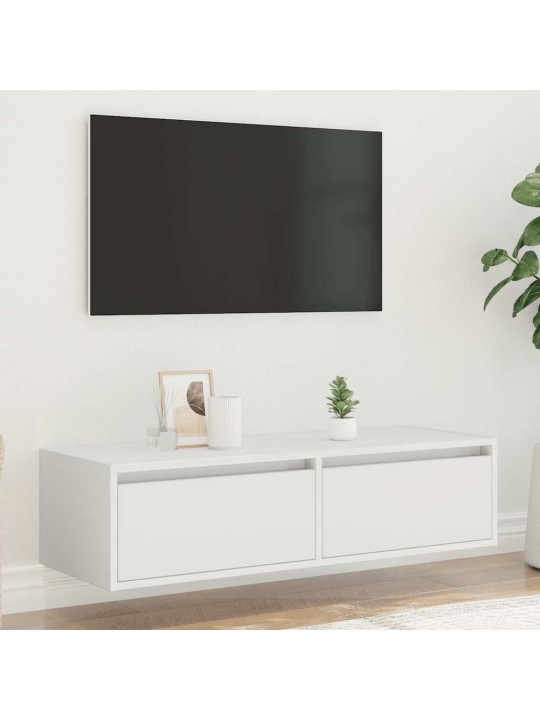 TV-kaappi LED-valoilla valkoinen 100X35,5x25 cm