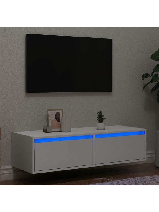 TV-kaappi LED-valoilla valkoinen 100X35,5x25 cm