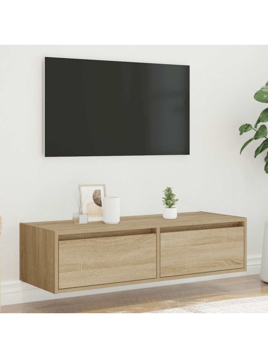 TV-kaappi LED-valoilla sonoma tammi 100X35,5x25 cm