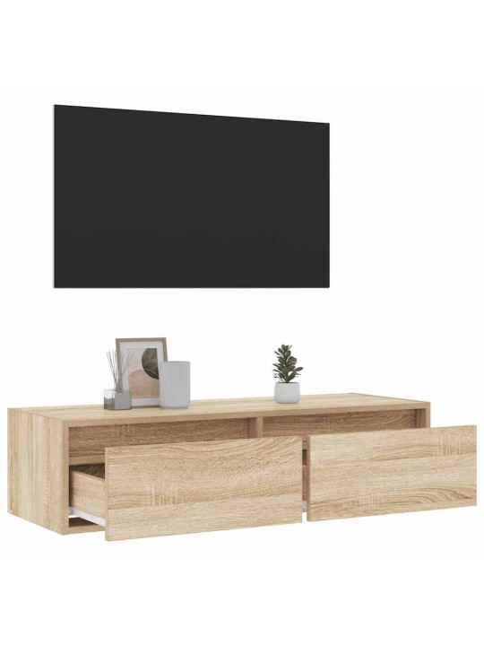 TV-kaappi LED-valoilla sonoma tammi 100X35,5x25 cm