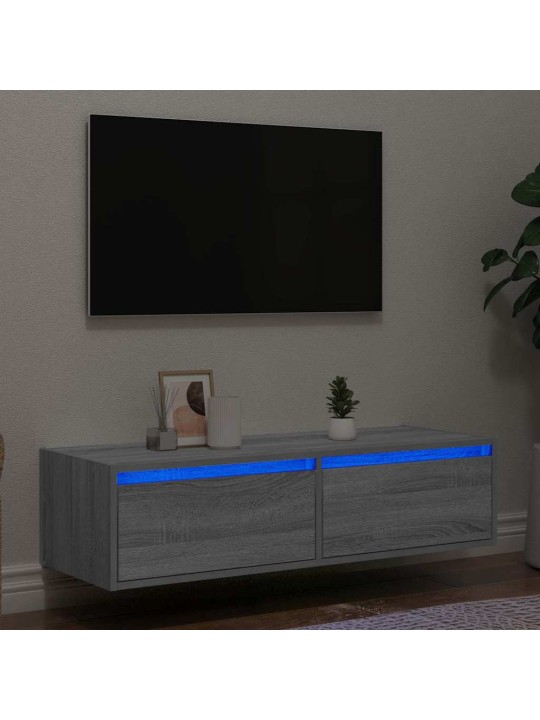 TV-kaappi LED-valoilla harmaa sonoma 100X35,5x25 cm