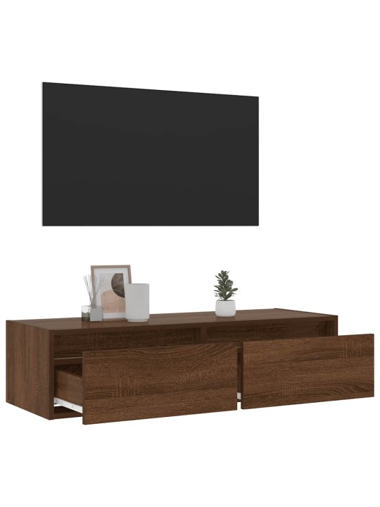 TV-kaappi LED-valoilla ruskea tammi 100X35,5x25 cm