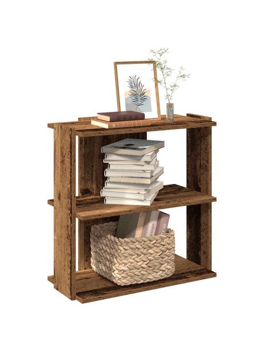Kirjahylly 3-kerroksinen old wood 60x30x60 cm engineered wood