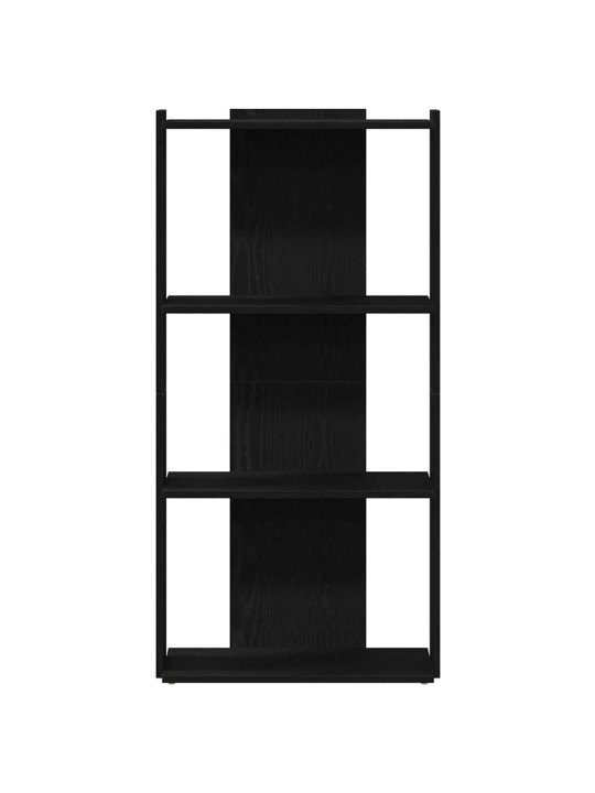 Kirjahylly 3-tasoinen musta 60x30x120 cm tekninen puu