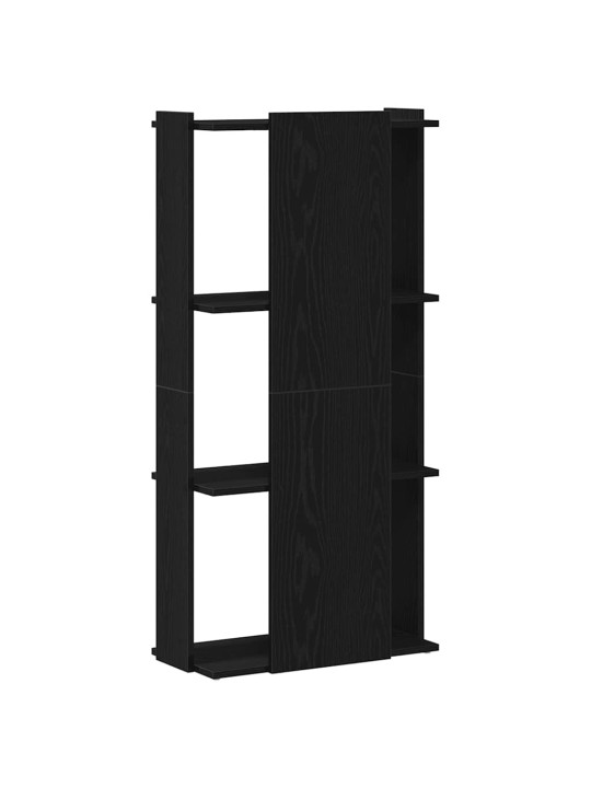 Kirjahylly 3-tasoinen musta 60x30x120 cm tekninen puu