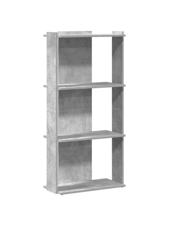 Kirjahylly 3-kerroksinen betoniharmaa 60x30x120 cm tekninen puu