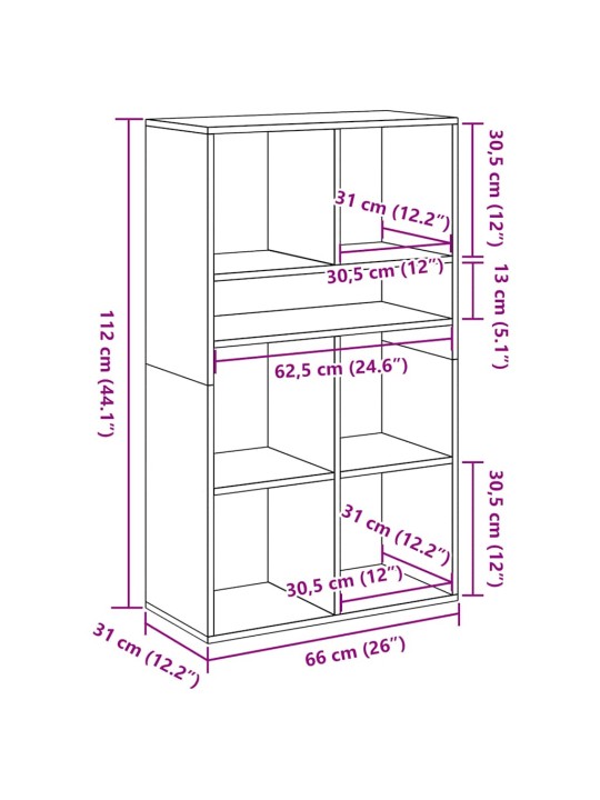 Kirjahylly musta 66x31x112 cm lastulevy