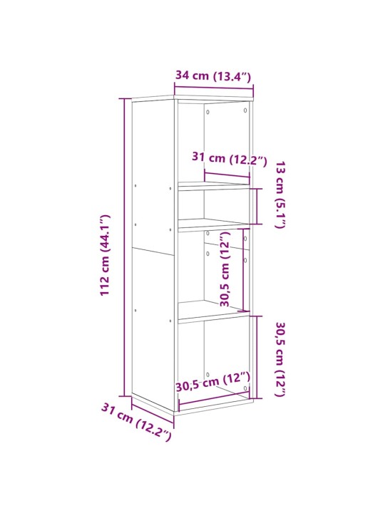 Kirjahylly sonoma-tammi 34x31x112 cm lastulevy