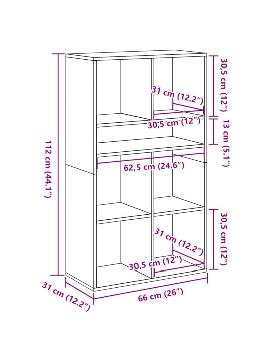 Kirjahylly ruskea tammi 66x31x112 cm tekninen puu