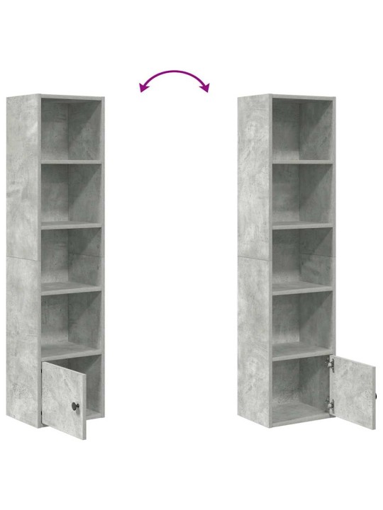 Kirjahylly betoninharmaa 31x24x127 cm tekninen puu