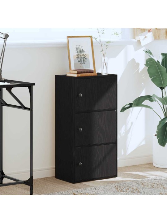 Kirjahylly musta tammi 40x24x77 cm tekninen puu
