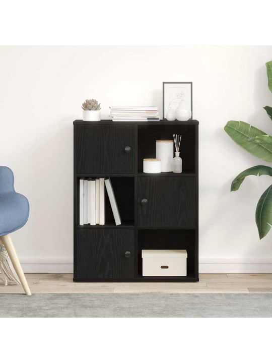 Kirjahylly musta tammi 60x24x76,5 cm tekninen puu