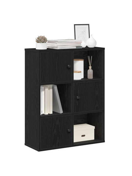 Kirjahylly musta tammi 60x24x76,5 cm tekninen puu