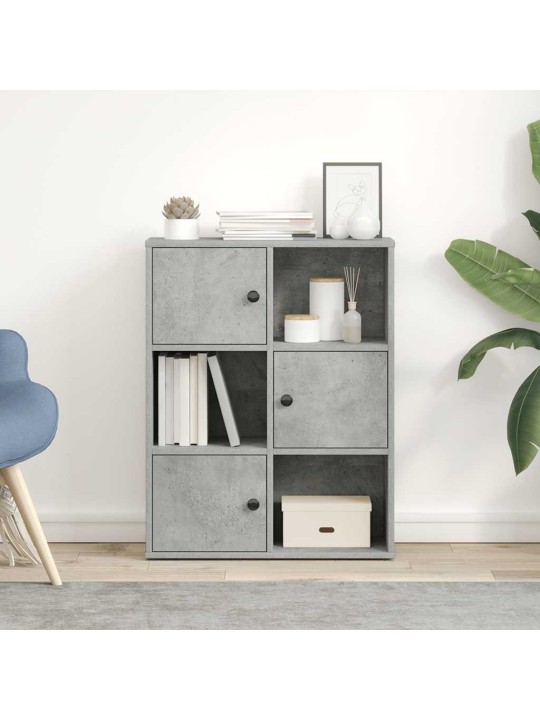 Kirjahylly betoninharmaa 60x24x76,5 cm tekninen puu
