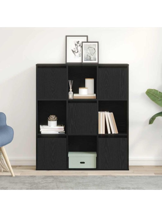 Kirjahylly musta tammi 89x24x101,5 cm tekninen puu