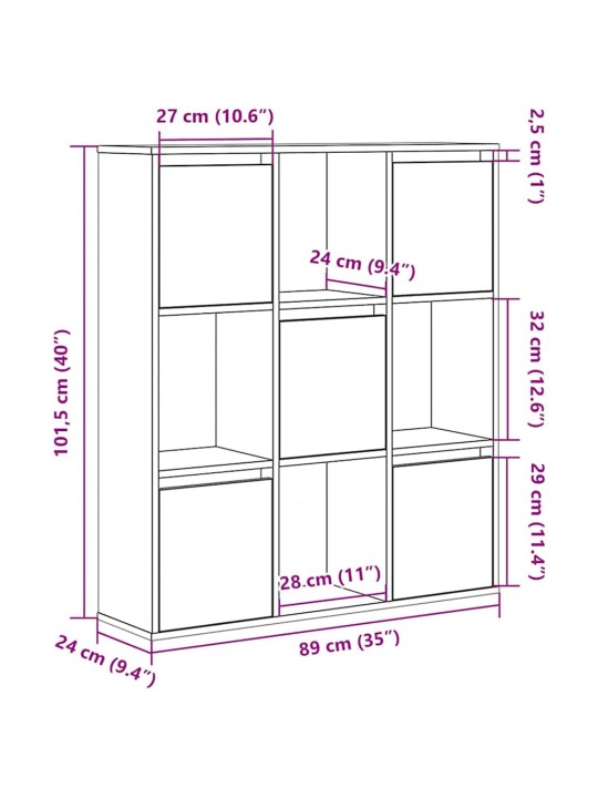 Kirjahylly ruskea tammi 89x24x101,5 cm tekninen puu