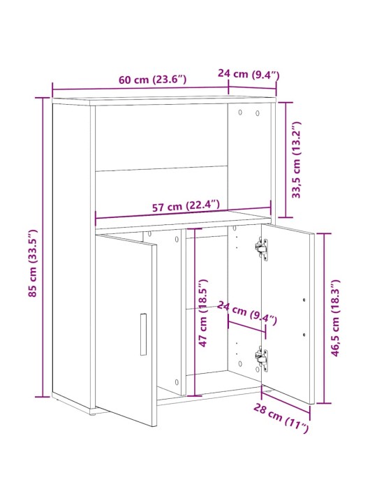 Kirjahylly musta tammi 60x24x85 cm tekninen puu