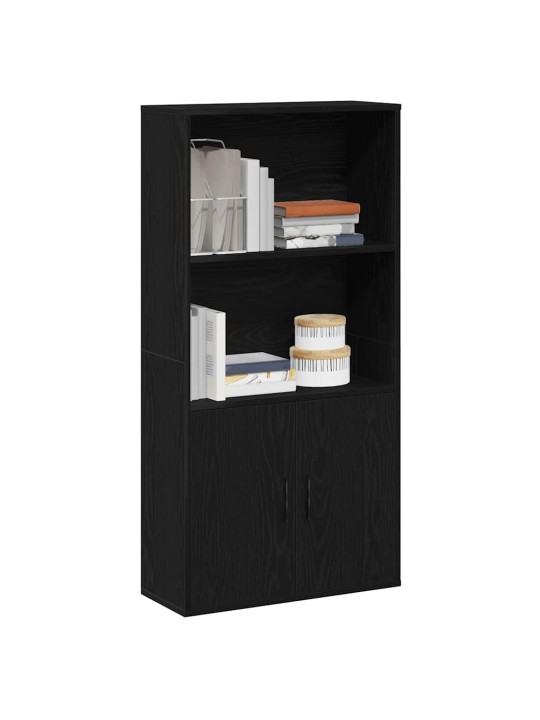 Kirjahylly musta tammi 60x24x120 cm tekninen puu