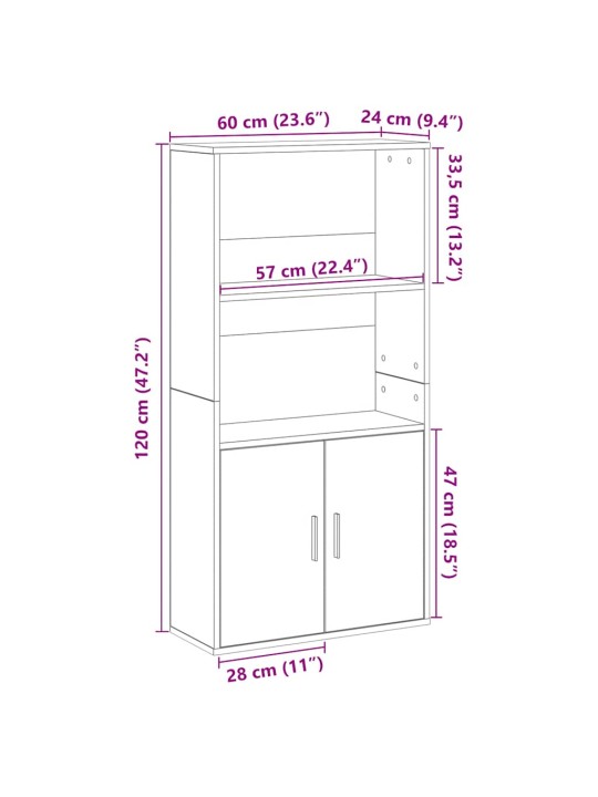 Kirjahylly artesaani tammi 60x24x120 cm tekninen puu